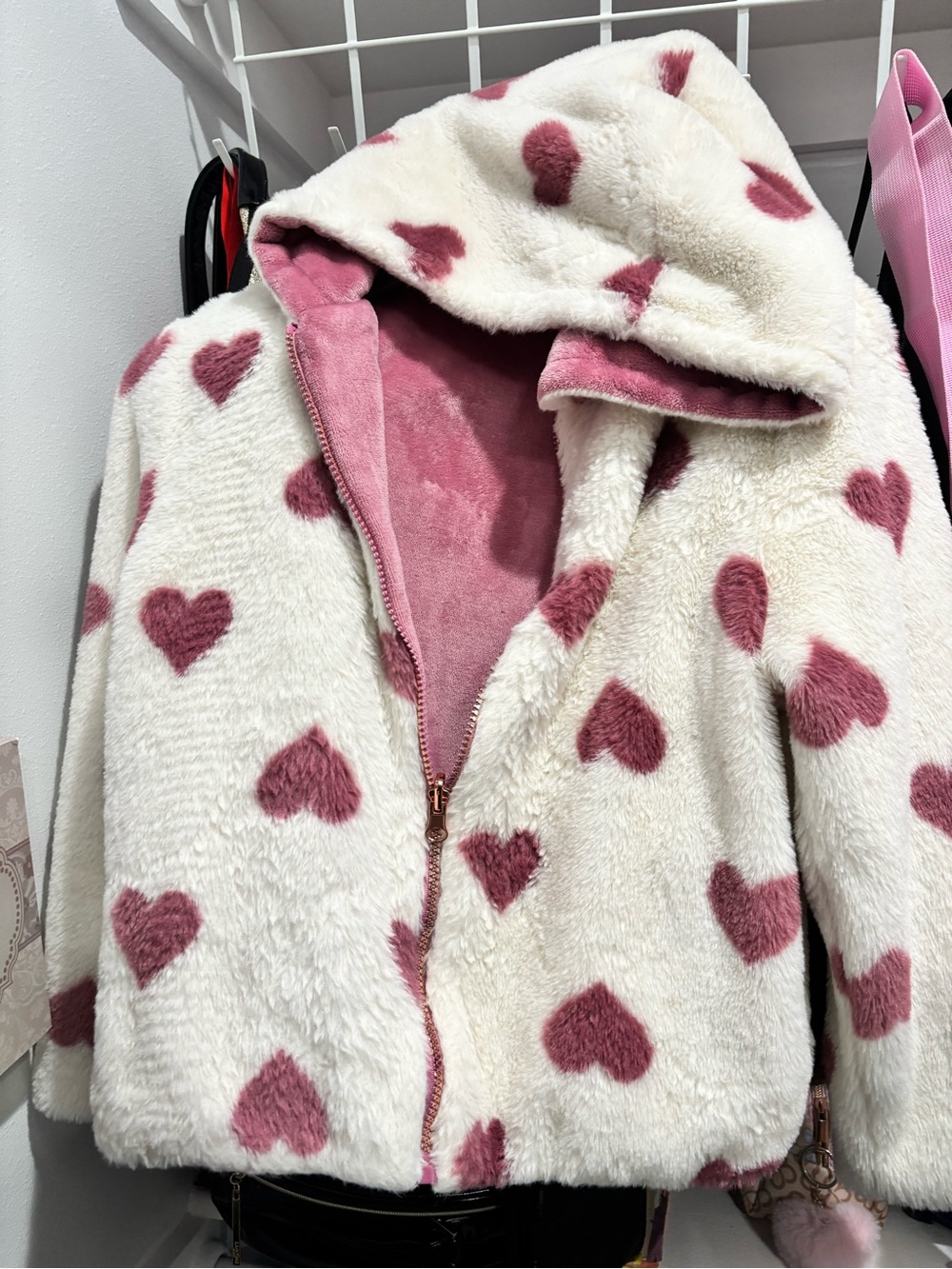 Sweet Stories Pink Plush hoodie- Soft Velvet Finish